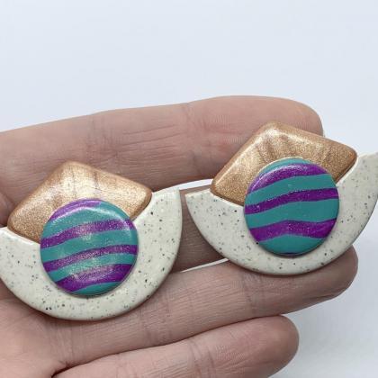 Unique Purple Turquoise Rose Gold Polymer Clay..