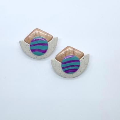 Unique Purple Turquoise Rose Gold Polymer Clay..