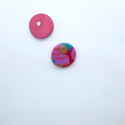 Colourful Fun Pattern Stud Polymer Clay Earrings