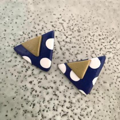 Triangle Polymer Clay Statement Stud Earrings,..