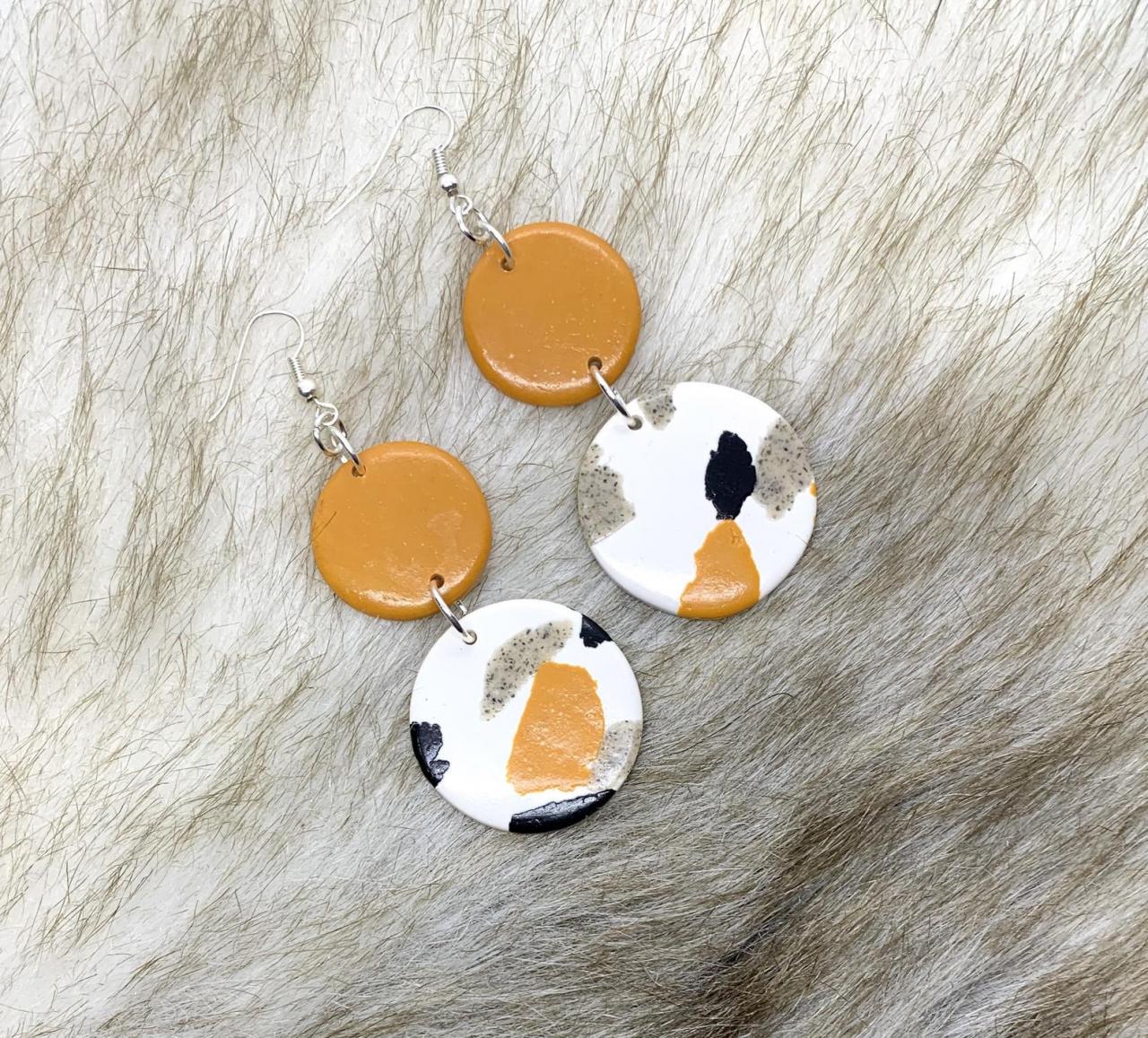Mustard and black earrings deals