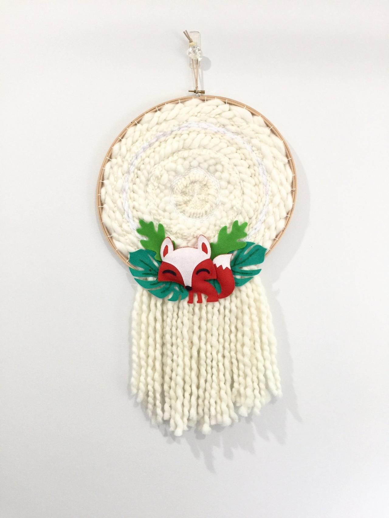 Round Weaving, Circle Woven Wall Hanging, Wall Hanging, Yarn Art, Textile Art, Felt Creations, White Weaving